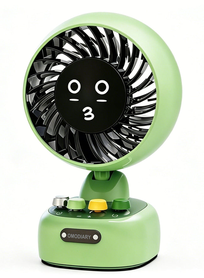 OMODIARY Little QQ Portable Oscillating Desk Fan, 3600mAh Rechargeable Mini Fan, Brushless Motor 3-Speed 120° Swing Quiet Cooling Fan for Home Office Travel