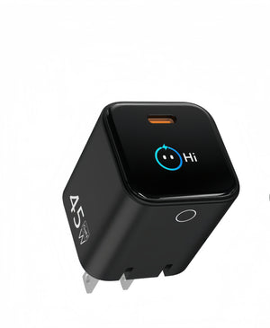 45W 1C GaN Adapter｜OMO-45W20HTA（AI Screen Display + Dual-Power Mode）