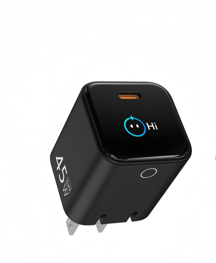 45W 1C GaN Adapter｜OMO-45W20HTA（AI Screen Display + Dual-Power Mode）