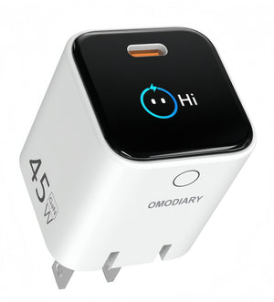 45W 1C GaN Adapter｜OMO-45W20HTA（AI Screen Display + Dual-Power Mode）