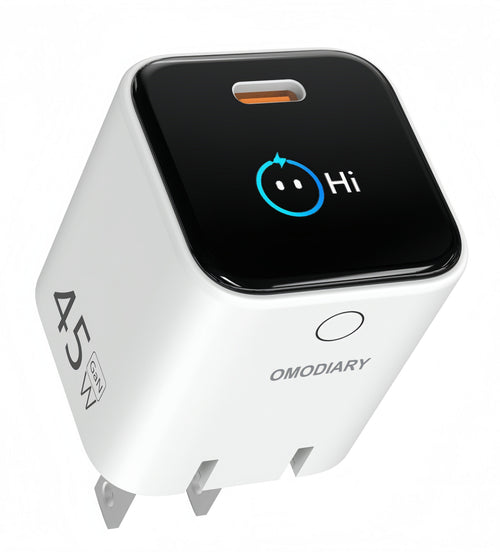 45W 1C GaN Adapter｜OMO-45W20HTA（AI Screen Display + Dual-Power Mode）