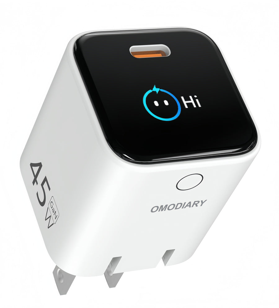 45W 1C GaN Adapter｜OMO-45W20HTA（AI Screen Display + Dual-Power Mode）