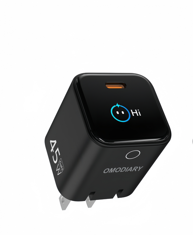 45W 1C GaN Adapter｜OMO-45W20HTA（AI Screen Display + Dual-Power Mode）