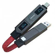 60W 4-IN-1 MAGNETIC CABLE | DUAL-SCREEN POWER DISPLAY | OMO-ASC002