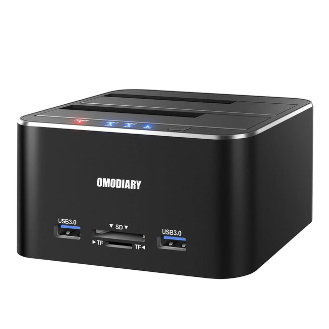 OMODIARY aluminum 2 bay 2.5 3.5 inch SATA USB3.0 Hard Drive Docking Station with Offline Clone