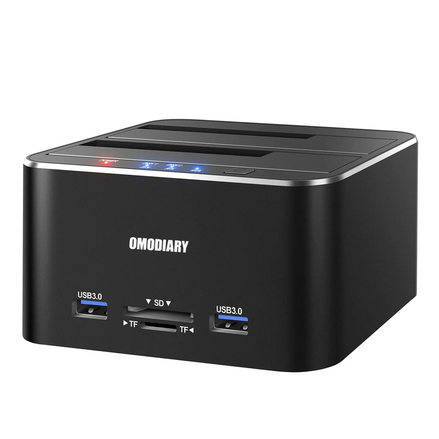 OMODIARY aluminum 2 bay 2.5 3.5 inch SATA USB3.0 Hard Drive Docking Station with Offline Clone