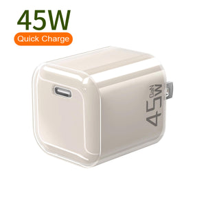 45W GaN USB-C PD Charger, US Plug, Multi-Color, QC2.0 QC3.0 Fast Charger for iPhone