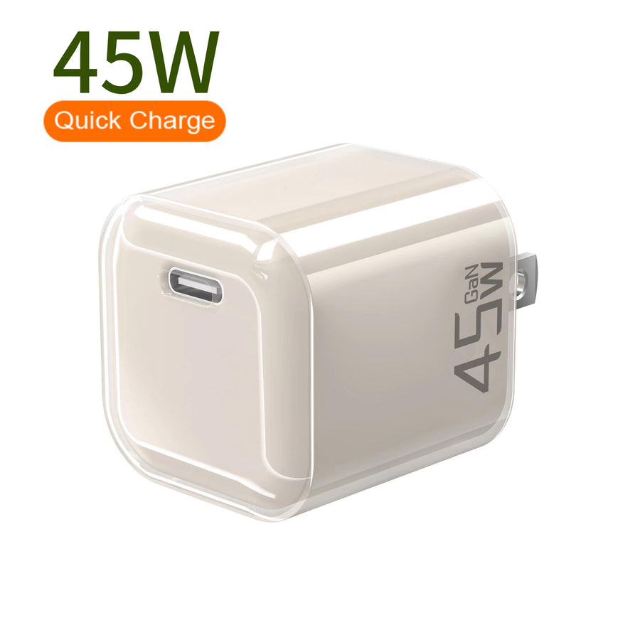 45W GaN USB-C PD Charger, US Plug, Multi-Color, QC2.0 QC3.0 Fast Charger for iPhone