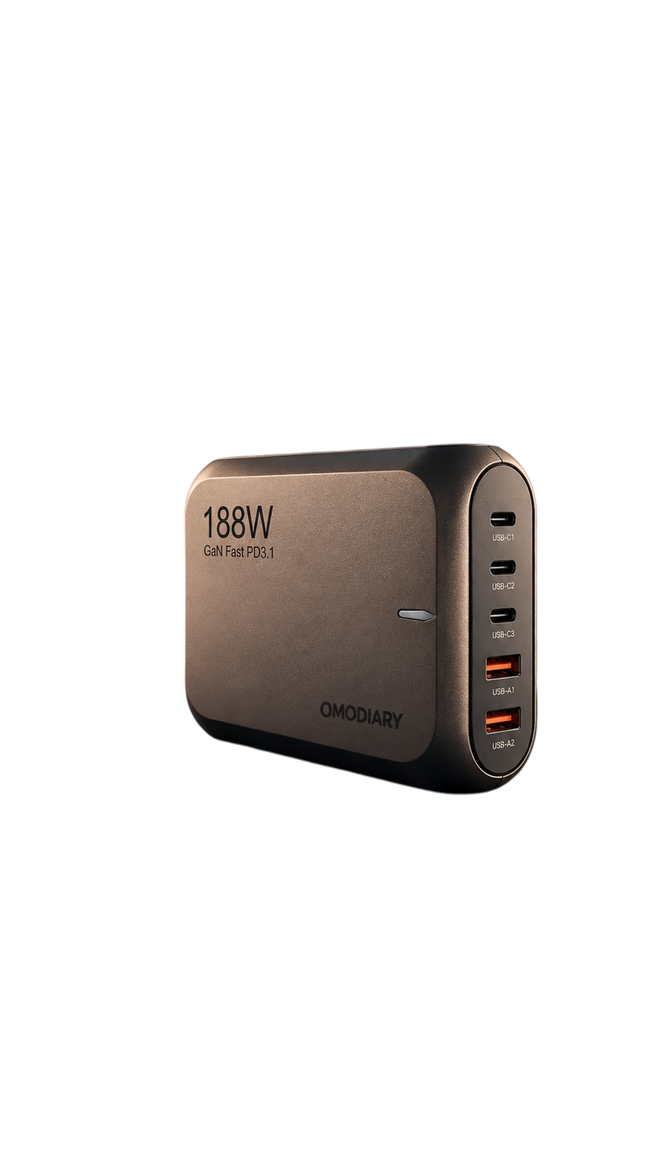 188W PD GaN 3C2A 5-Port Fast Wall Charger | OMO-W188A0957A Series
