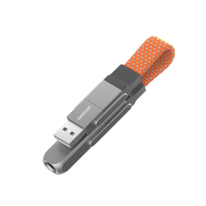 OMODIARY ASC06 240W Magnetic Keychain Data Cable, USB2.0 & USB4.0, Cigarette-Lighter & Type-C Dual-Output Zinc Alloy Short Charging Cord