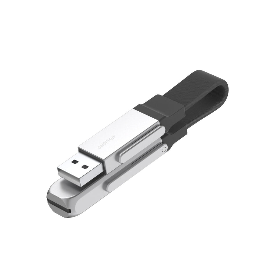OMODIARY ASC06 240W Magnetic Keychain Data Cable, USB2.0 & USB4.0, Cigarette-Lighter & Type-C Dual-Output Zinc Alloy Short Charging Cord