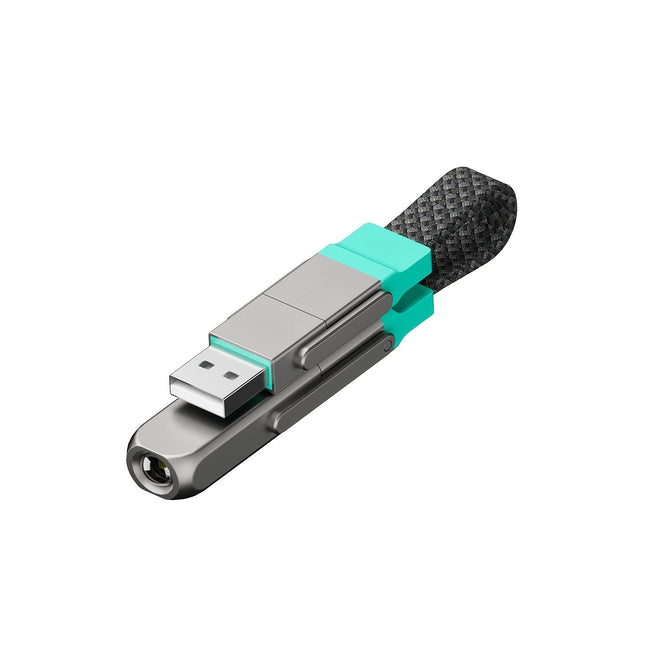 OMODIARY ASC07 240W Magnetic Keychain Data Cable, USB2.0 & USB4.0, Lightning & Type-C Dual-Output Zinc Alloy Short Charging Cord